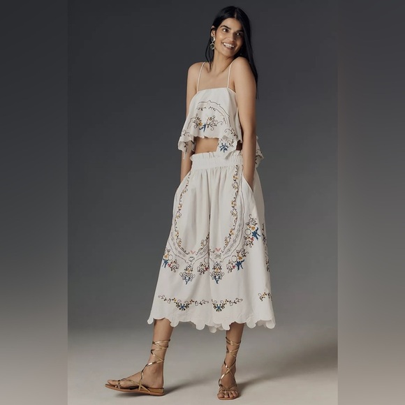 By Anthropologie Pants - NWT Size M - Anthropologie 100% Cotton Embroidered Culottes (NWT US$ 138)